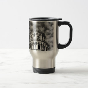 Black White Leaning Tower of Pisa Italy Travel Mug