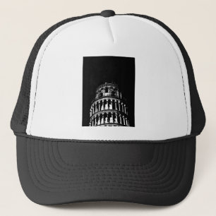 Black White Leaning Tower of Pisa Italy Trucker Hat