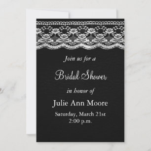 Black & White Leather & Lace Bridal Shower Invitation