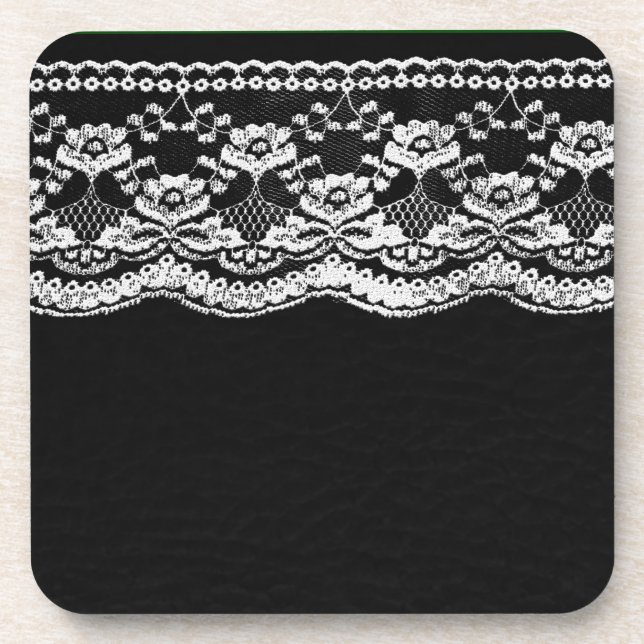 Black & White Leather & Lace Coaster (Front)