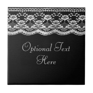 Black & White Leather & Lace Tile