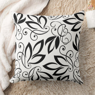 Black & White Leaves Art Pattern Cushion