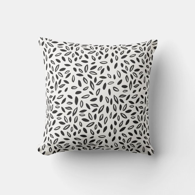 Black & White Leaves Cushion (Front)