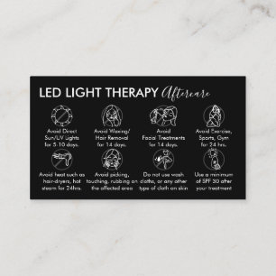Black White Led Light Therapy Aftercare Business Card