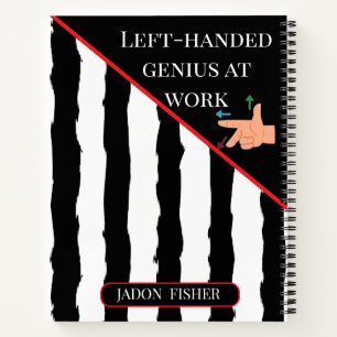 Black & White Left-Handed School Personalised Gift Notebook