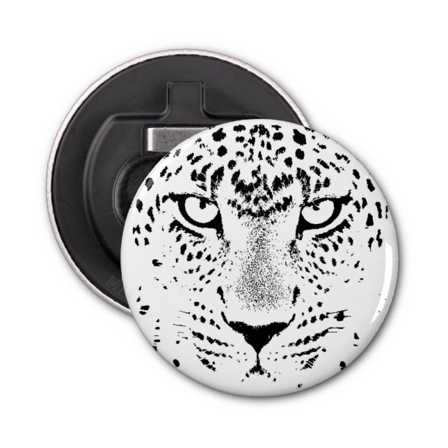 Black & White Leopard Eyes Bottle Opener (Front)