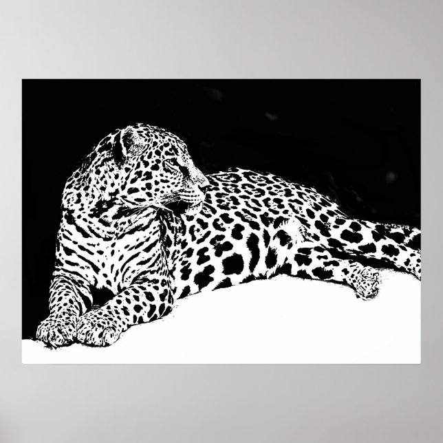 Black White Leopard Poster Pop Art Wild Animal (Front)