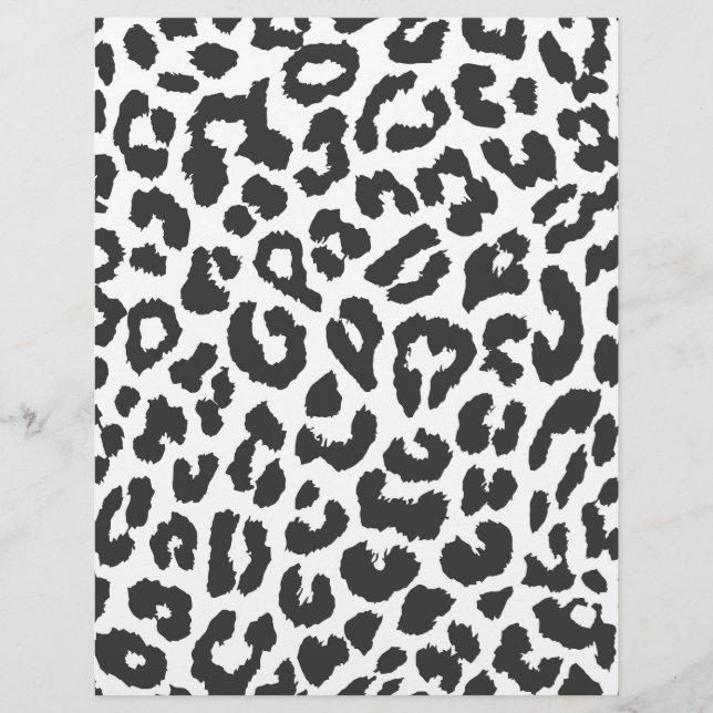 Black & White Leopard Print Animal Skin Patterns Flyer (Front)