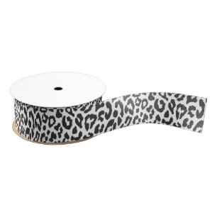 Black & White Leopard Print Animal Skin Patterns Grosgrain Ribbon