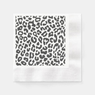 Black & White Leopard Print Animal Skin Patterns Napkin