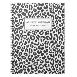 Black & White Leopard Print Animal Skin Patterns Notebook