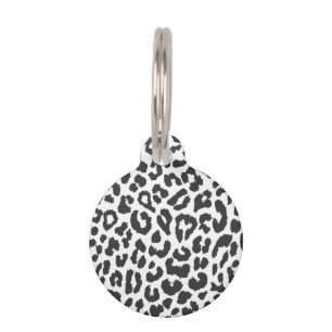 Black & White Leopard Print Animal Skin Patterns Pet Tag