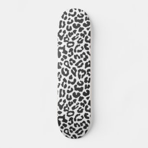 Black & White Leopard Print Animal Skin Patterns Skateboard