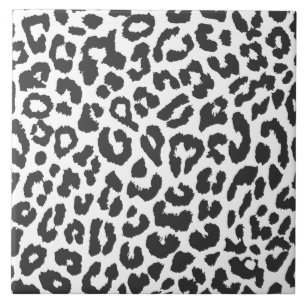 Black & White Leopard Print Animal Skin Patterns Tile