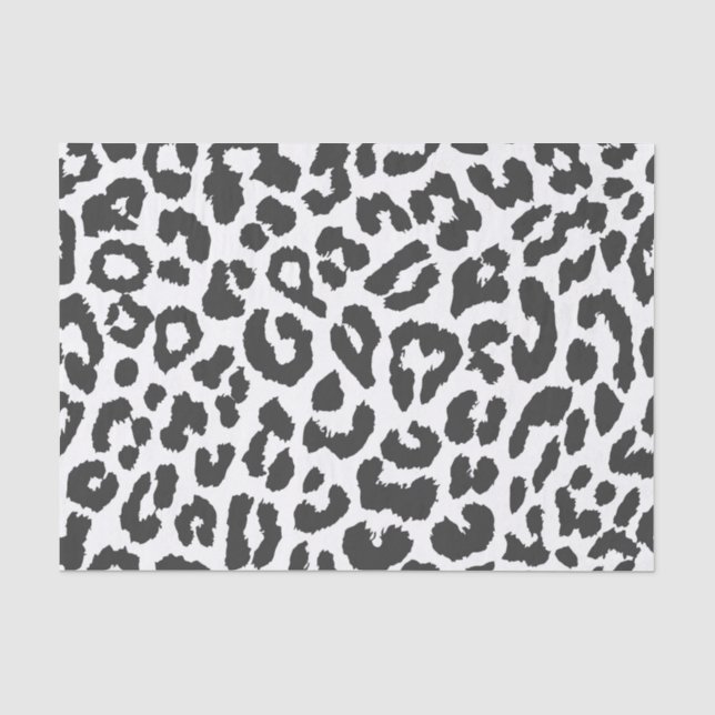 Black & White Leopard Print Animal Skin Patterns Tissue Paper (Front)