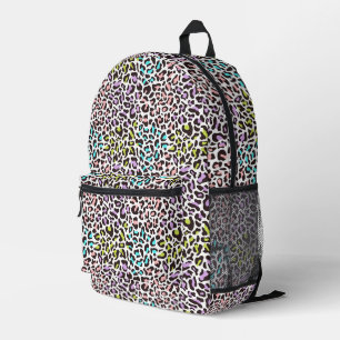 Black White Leopard Print Pastel Accents Printed Backpack