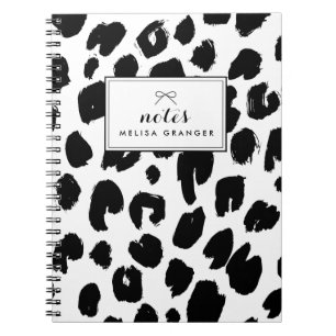 Black & White Leopard Print Personalised Notebook