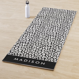 Black & White Leopard Print Personalised Yoga Mat