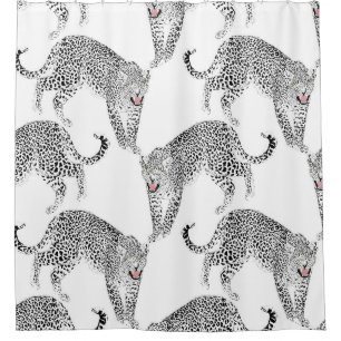 Black White Leopard Shower Curtain