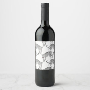 Black White Leopard Wine Label