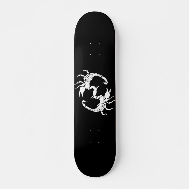 Black & White Letter S - Two Scorpions Skateboard (Front)