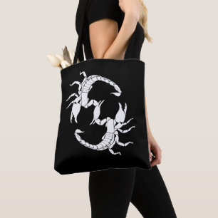 Black & White Letter S - Two Scorpions Tote Bag