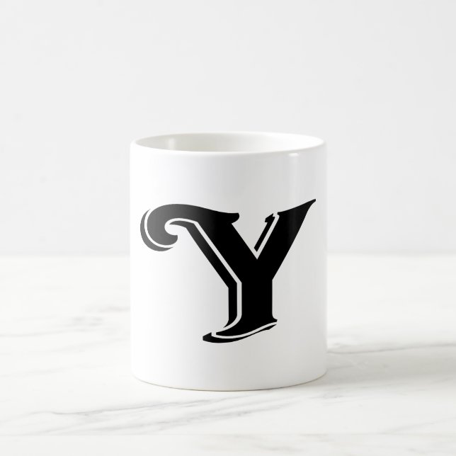 Black White Letter Y Monogram Coffee Mug (Center)