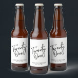 Black & White Lettering 21st Birthday Party Beer Bottle Label<br><div class="desc">This modern bottle label is perfect for a chic modern 21st birthday party. The design features black lettering " Twenty One " with custom text. You can personalise the text and background colour. Matching invitation and party supplies are available at my shop BaraBomDesign. Thank you!</div>