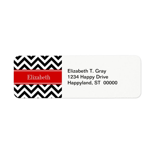Black White LG Chevron Red Name Monogram (Front)