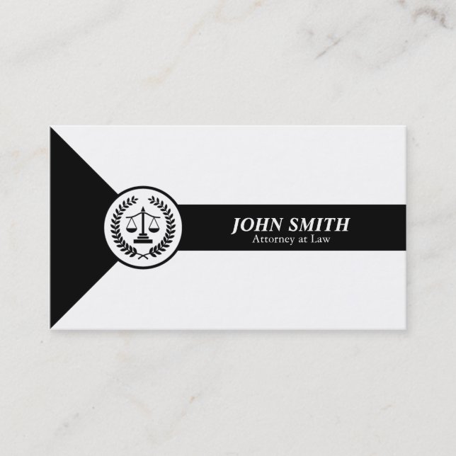 Black White Libra Laurel Classic Lawyer Business Card (Front)