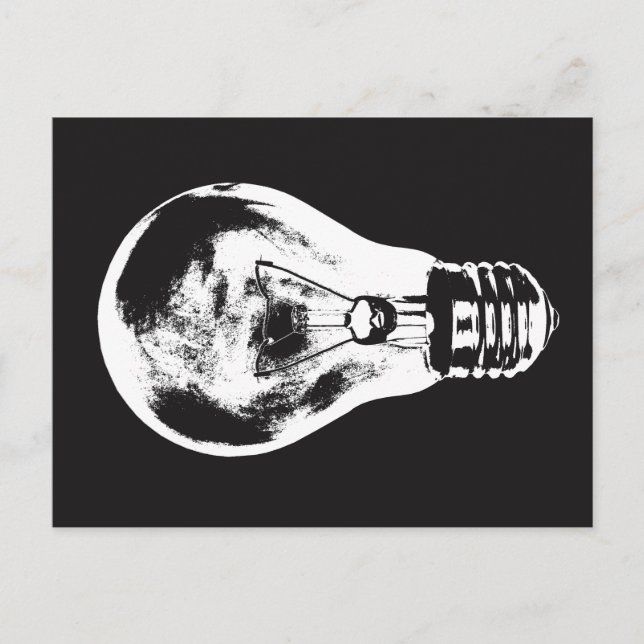 Black & White Light Bulb - Postcard (Front)