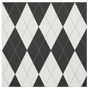 Black   White   Light Grey Argyle Pattern Fabric