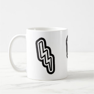 Black White Lightning Bolt Monogram Shape Coffee Mug