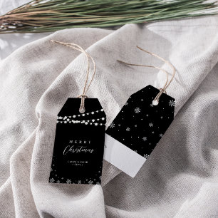 Black & White   Lights & Snow Merry Christmas Gift Gift Tags