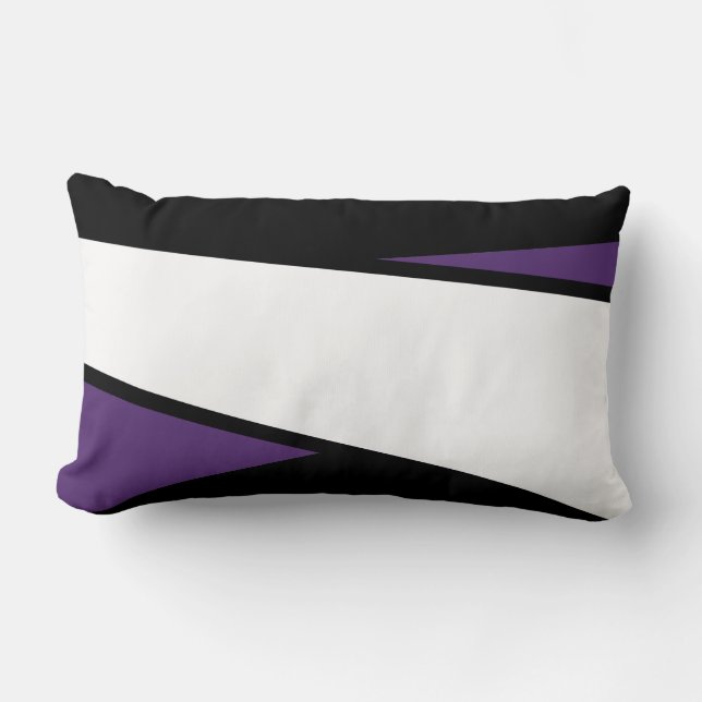 Black, White, Lilac Stripes Design, Lumbar Pillow (Front)