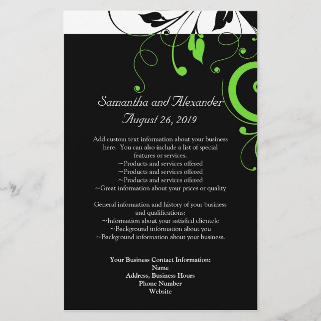 Black/White/Lime Green Bold Swirl Program Flyer (Front)