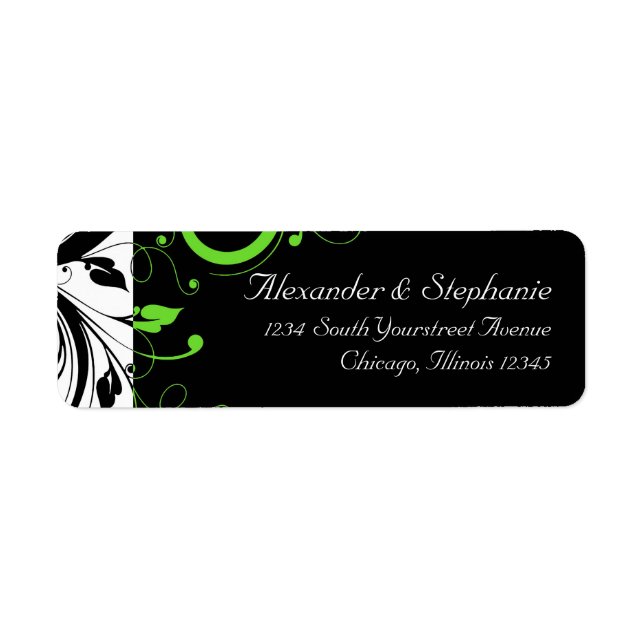 Black/White/Lime Green Bold Swirl Wedding (Front)