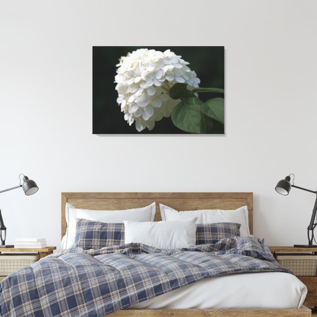 Black White Lime Hydrangea Flower Canvas (Insitu(Bedroom))