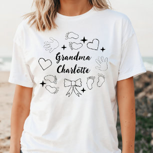 Black & White Line Art Collage Grandmas Name Tri-Blend Shirt