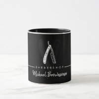 Black White Lineart Elegant Logo Razor Gift Barber
