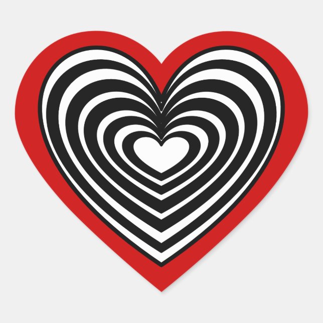 Black & White Lined Heart Heart Sticker (Front)