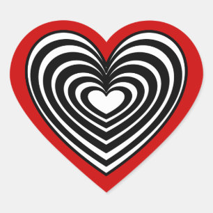 Black & White Lined Heart Sticker
