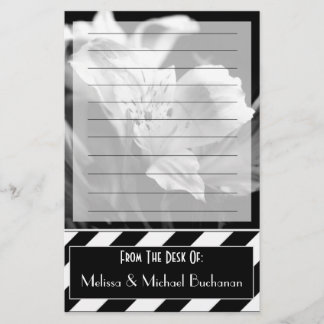 Black & White Lined Iris Personalised Stationery