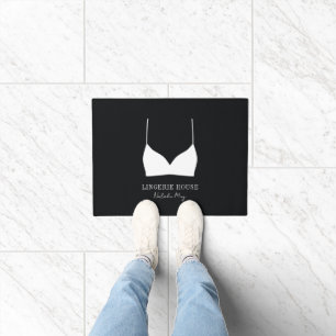 Black White Lingerie Boutique Logo Luxury Doormat