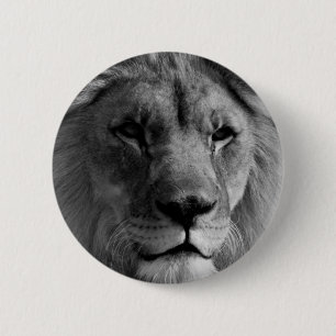 Black & White Lion 6 Cm Round Badge