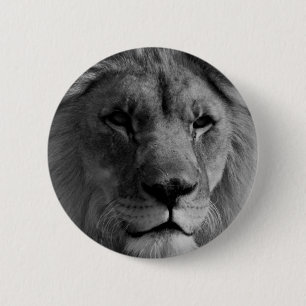 Black & White Lion 6 Cm Round Badge