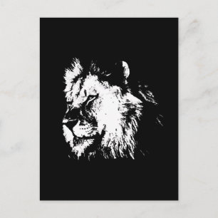 Black White Lion - Animal Pop Art Postcard