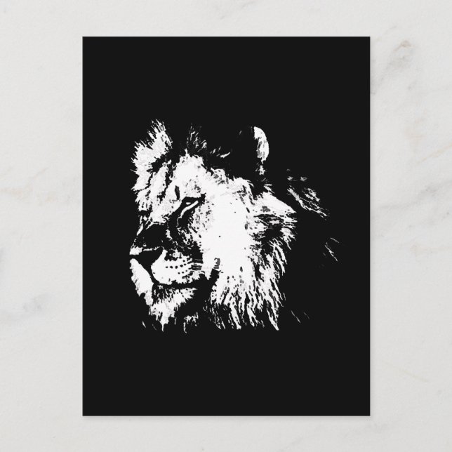 Black White Lion - Animal Pop Art Postcard (Front)