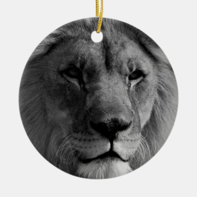 Black & White Lion Christmas Tree Decoration (Front)