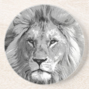 Black White Lion Coaster